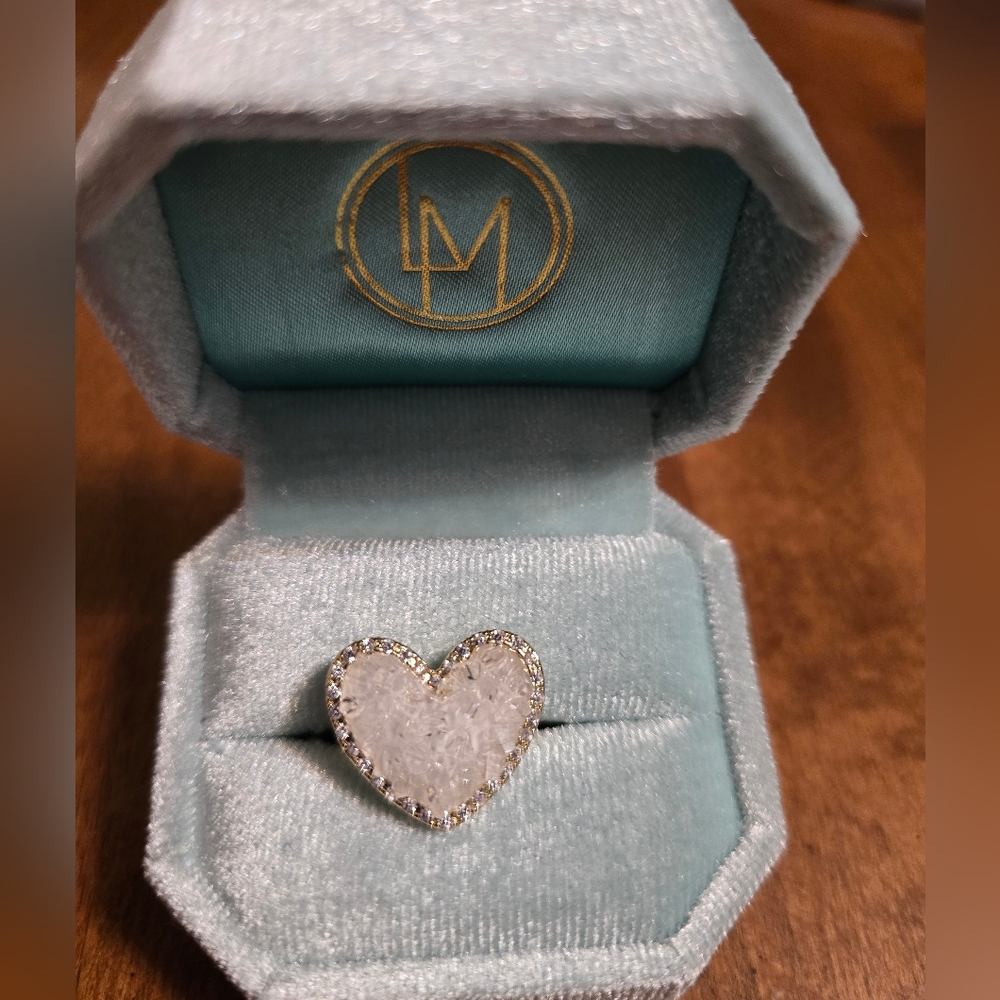 Elegant Heart-Shaped Silver and Gold Ring